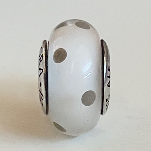 Pandora White and Grey Polka Dots Charm - Picture 7 of 7